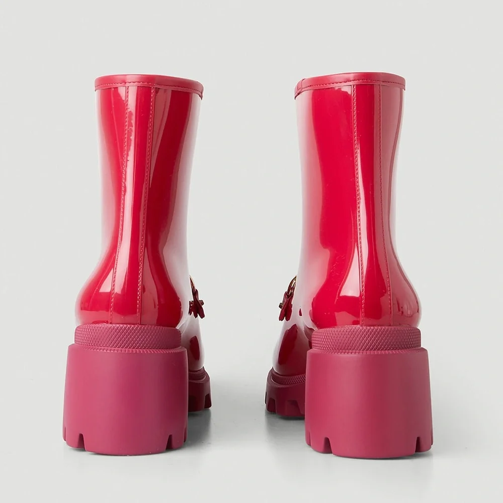 GUCCI Trip Horsebit Ankle Rain Boots in Red - Picture 10 of 14